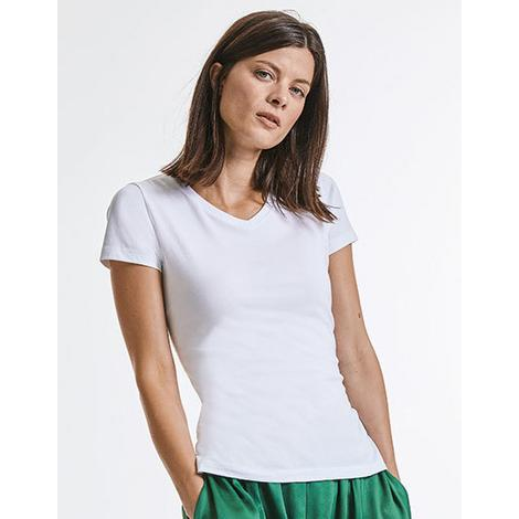 Ladies' Pure Organic V-Neck T-shirt-RUSSELL
