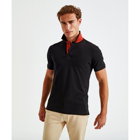 Polo contrasté coupe classique homme boutons et dessous de col contrastés