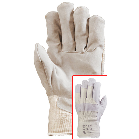 Gants docker croute vachette superieure blanc.(1 unité = 120 paires) COVERGUARD EUROTECHNIQUE