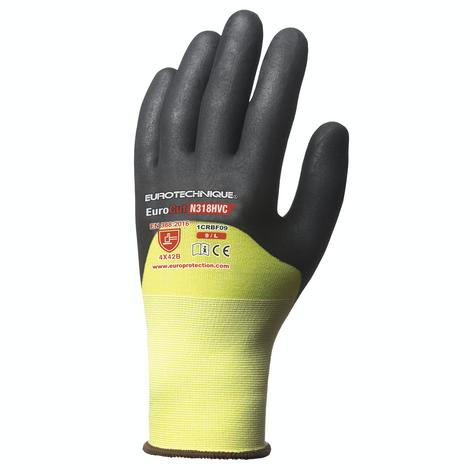 Gants EUROCUT N318HVC HPPE cut B 18G jaune 3/4 end.nitr.  -COVERGUARD EUROTECHNIQUE