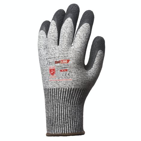 Gants EUROCUT L580 HPPE cut D paume enduite latex noir -COVERGUARD EUROTECHNIQUE