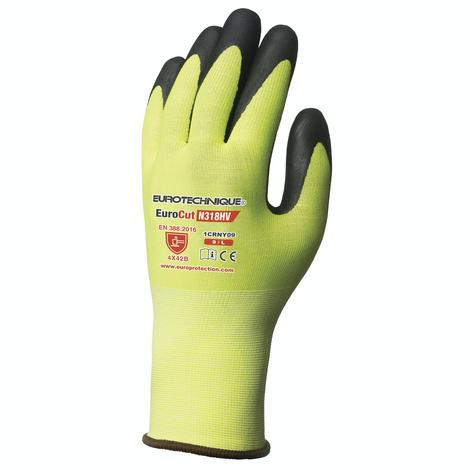 Gants EUROCUT N318HV HPPE cut B 18G jaune paume nitrile -COVERGUARD EUROTECHNIQUE