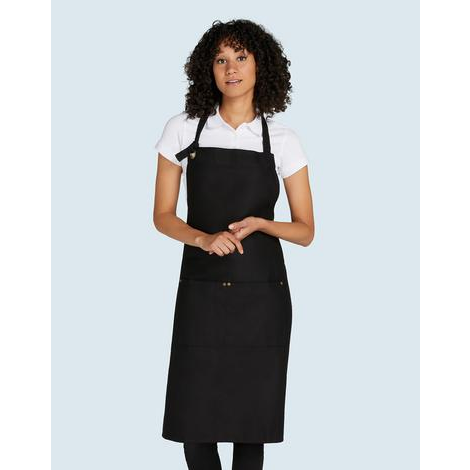 PROVENCE - Eyelets Bib Apron with Pocket -SG BISTRO