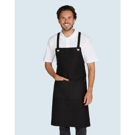 PROVENCE - Crossover Eyelets Bib Apron with Pocket -SG BISTRO