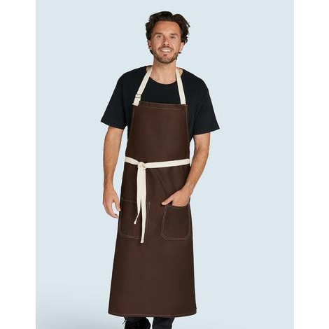 SANTORINI - Contrasted Bib Apron with Pocket -SG BISTRO