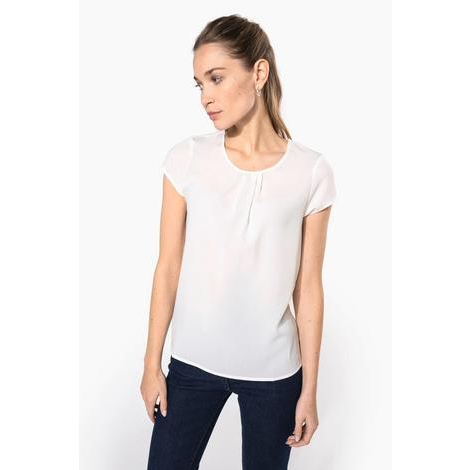 Blouse Crêpe Manches Courtes Femme-KARIBAN