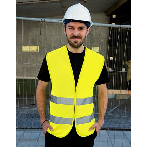 Gilet porte-outils haute visibilité jaune fluorescent ceinture textile 