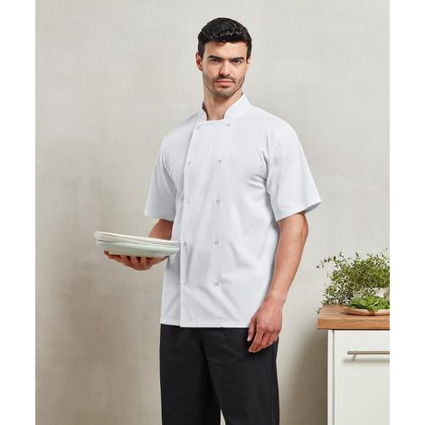 Veste de cuisinier à manches courtes boutons - pression-PREMIER