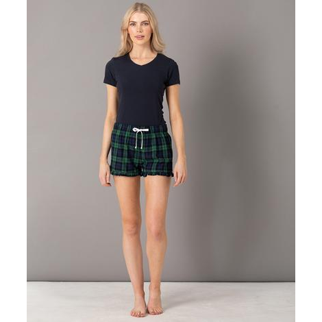 Short en laine tartan à frange Femme-SF WOMEN