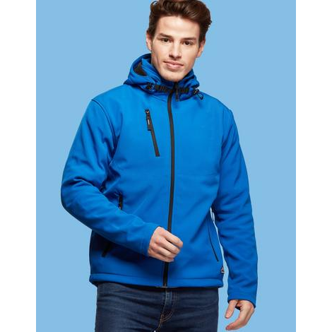 Blouson Softshell Homme à capuche -  2 couches, 3 poches-MUSTAGHATA