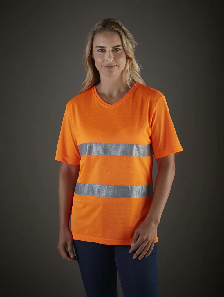 YOHVJ910 - Hi-Vis Super Light V-Neck T-shift - Image 2