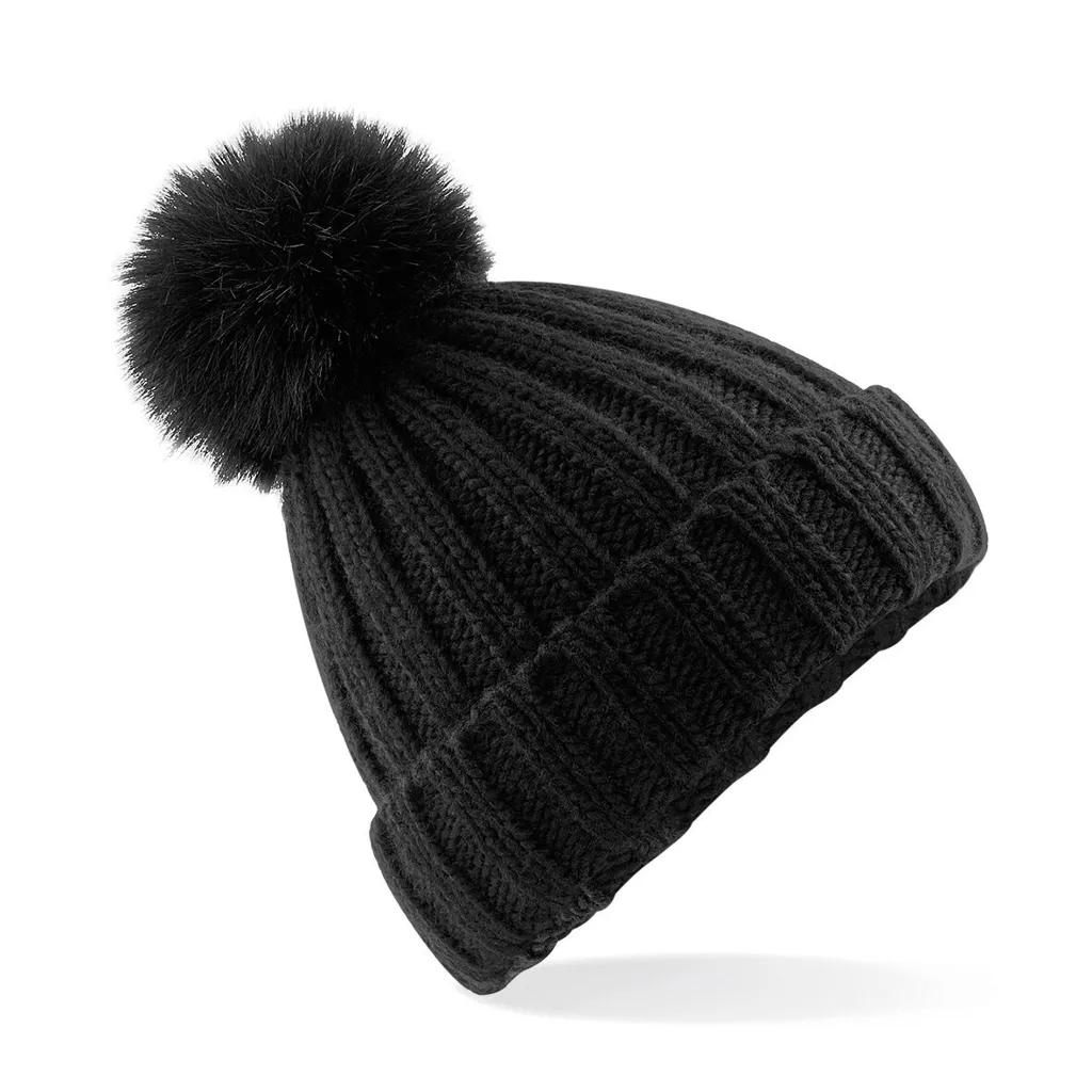 Verbier Fur Pom Pom Chunky Beanie-BEECHFIELD