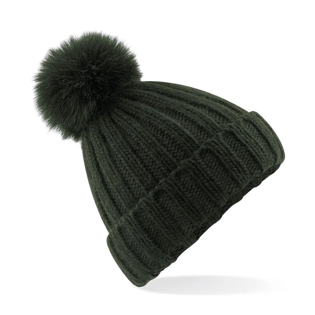 Verbier Fur Pom Pom Chunky Beanie-BEECHFIELD