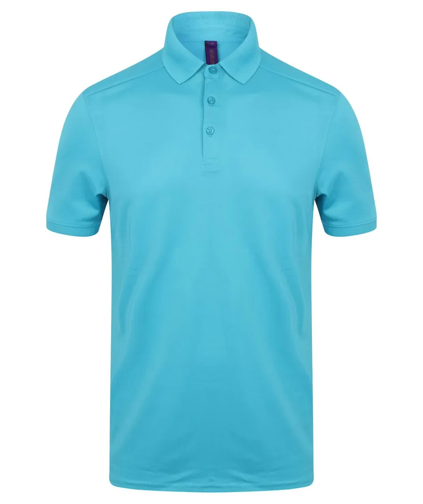 Mens Stretch Polo Shirt + Wick Finish-HENBURY