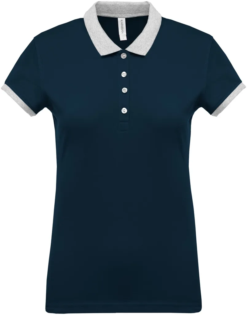Polo piqué bicolore femme-KARIBAN
