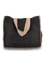 Sac en jute avec couture contrastée-KI-MOOD