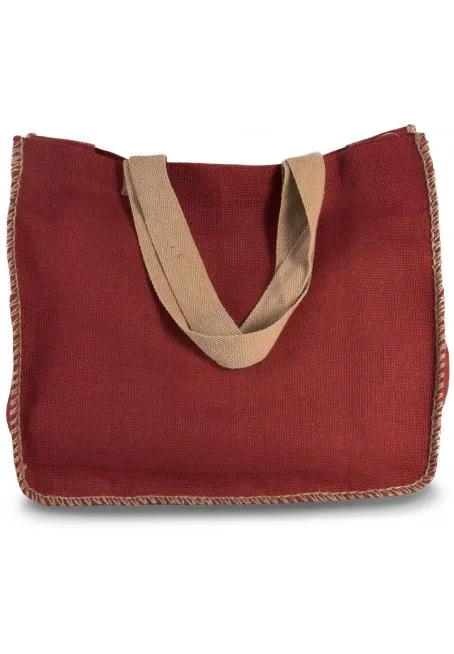 Sac en jute avec couture contrastée-KI-MOOD