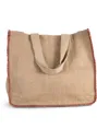 Sac en jute avec couture contrastée-KI-MOOD
