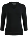 Regular Fit Mandarin Collar Top 3/4 Sleeve