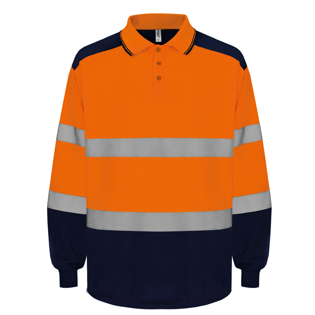 Polo bicolore manches longues haute visibilité YOKO