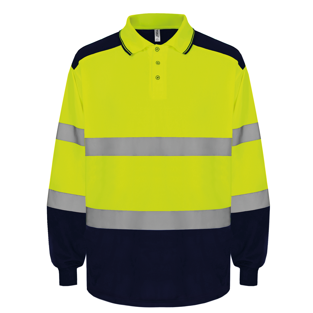 Polo bicolore manches longues haute visibilité YOKO
