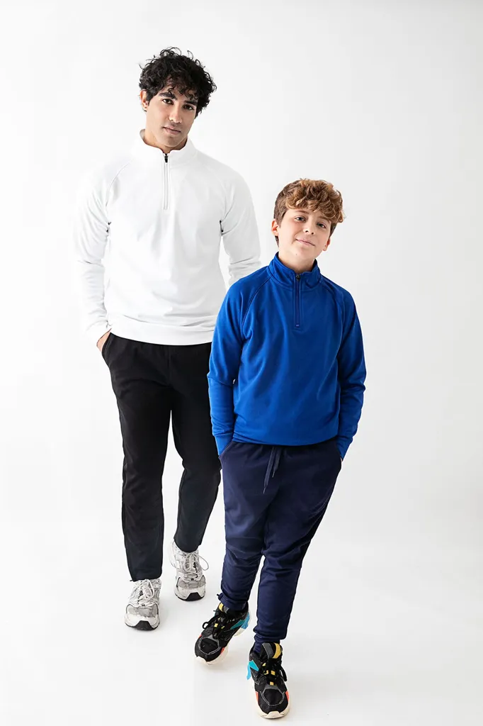 Sweat col zippé 100% Polyester MILAN demi-fermeture éclair Enfant-Acqua Royal