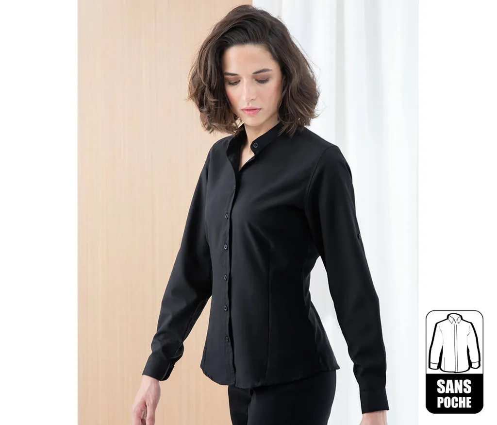 Chemise col mandarin avec Manches retroussées Femme HENBURY