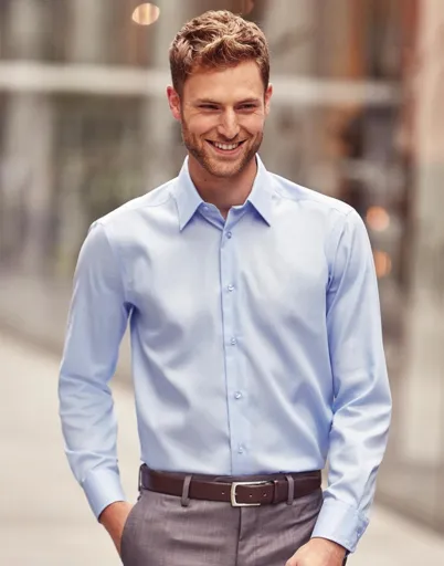 [JZ958M] Chemise Manches Longues moderne sans repassage RUSSELL