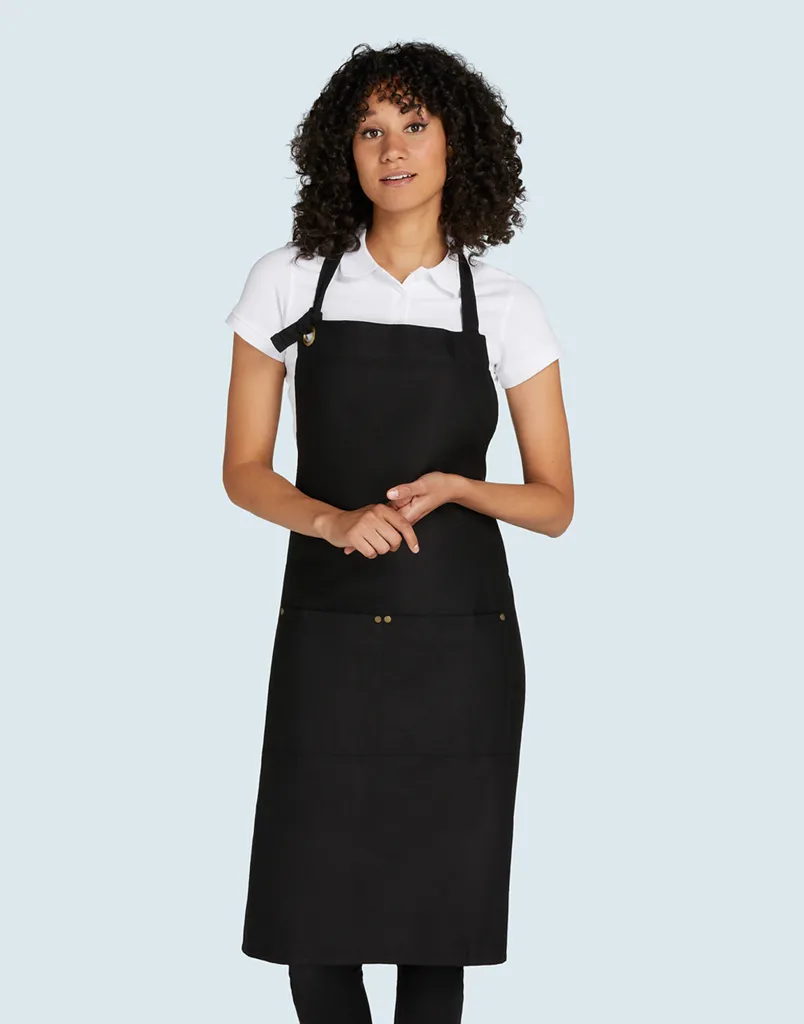 PROVENCE - Eyelets Bib Apron with Pocket -SG BISTRO