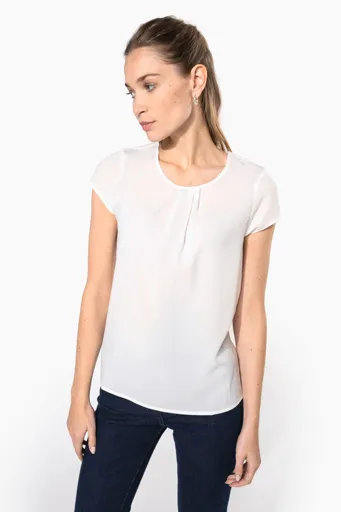 [K5002] Blouse Crêpe Manches Courtes Femme-KARIBAN