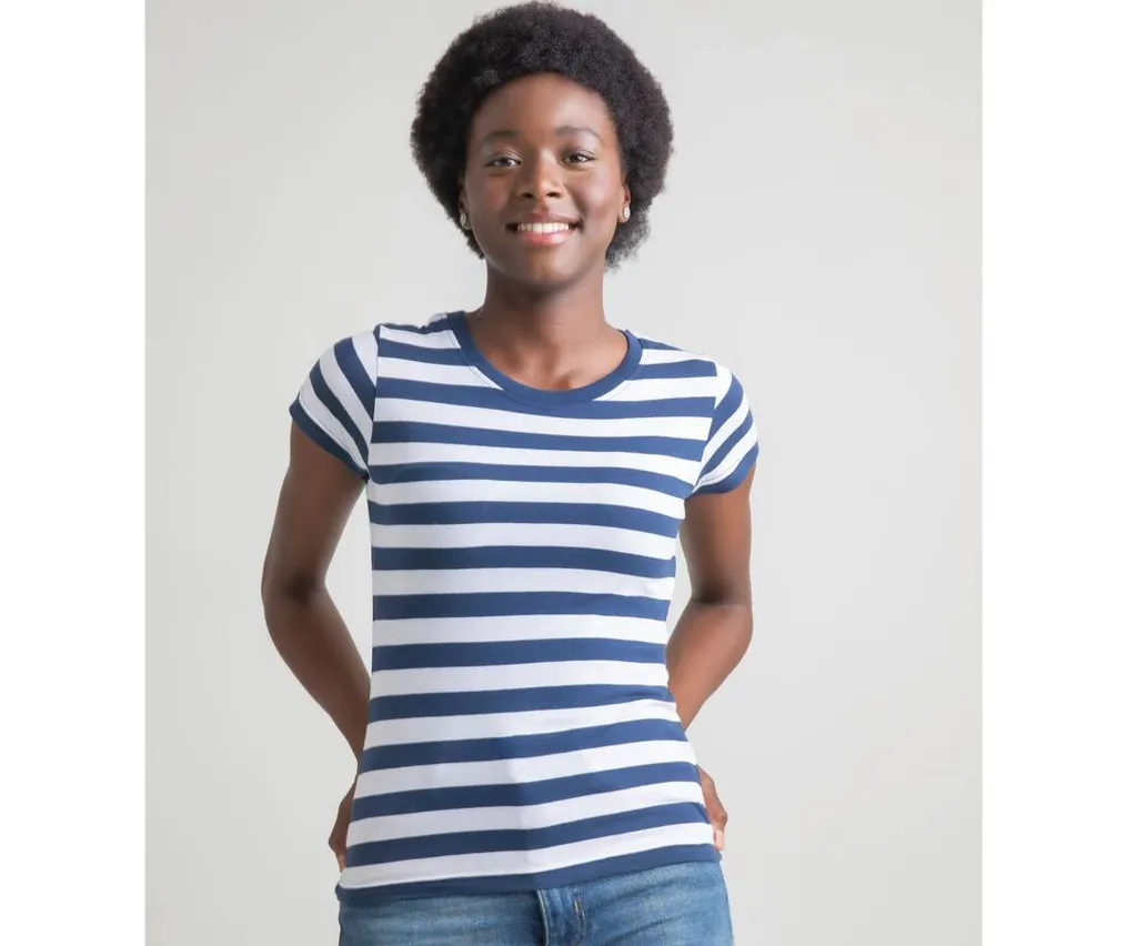T-shirt Femme Manches Courtes rayé 150 MANTIS