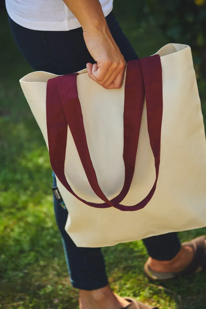 Twill Bag With Contrast Handles-NEUTRAL
