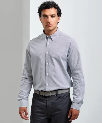 Chemise à rayures Oxford en coton majoritaire pour homme-PREMIER