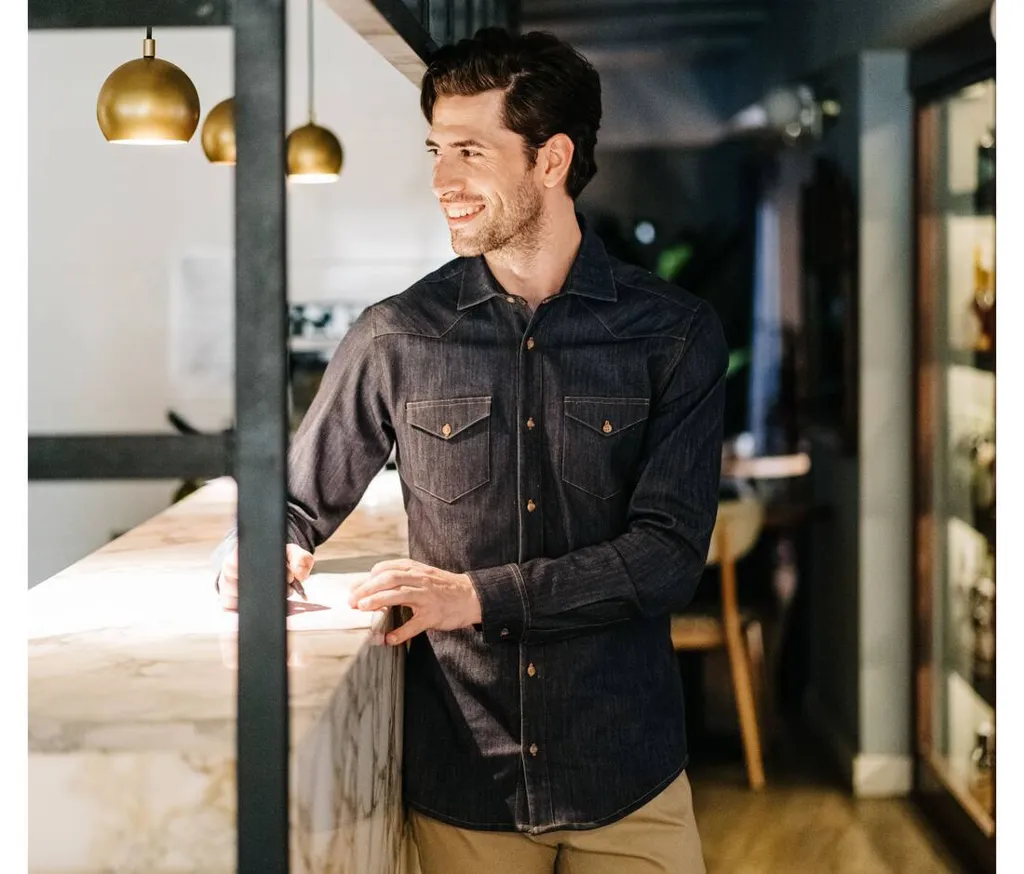 Chemise Stretch En Denim Homme-VELILLA