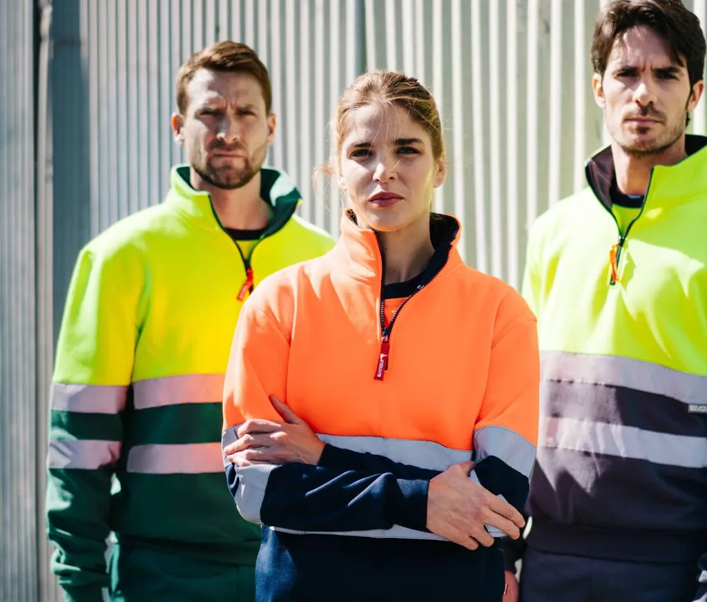 Sweat Col Zippe Bicolore Haute Visibilité-VELILLA