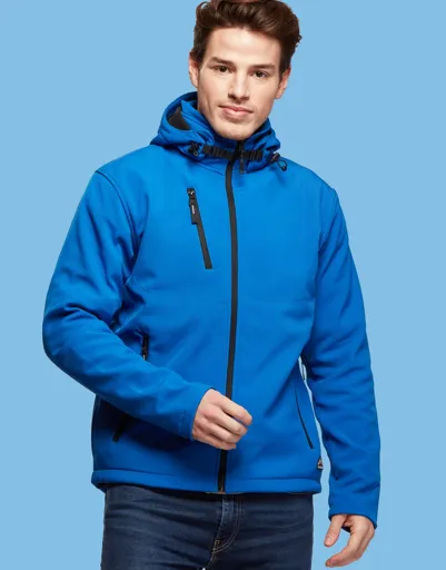 Blouson Softshell Homme à capuche -  2 couches, 3 poches-MUSTAGHATA