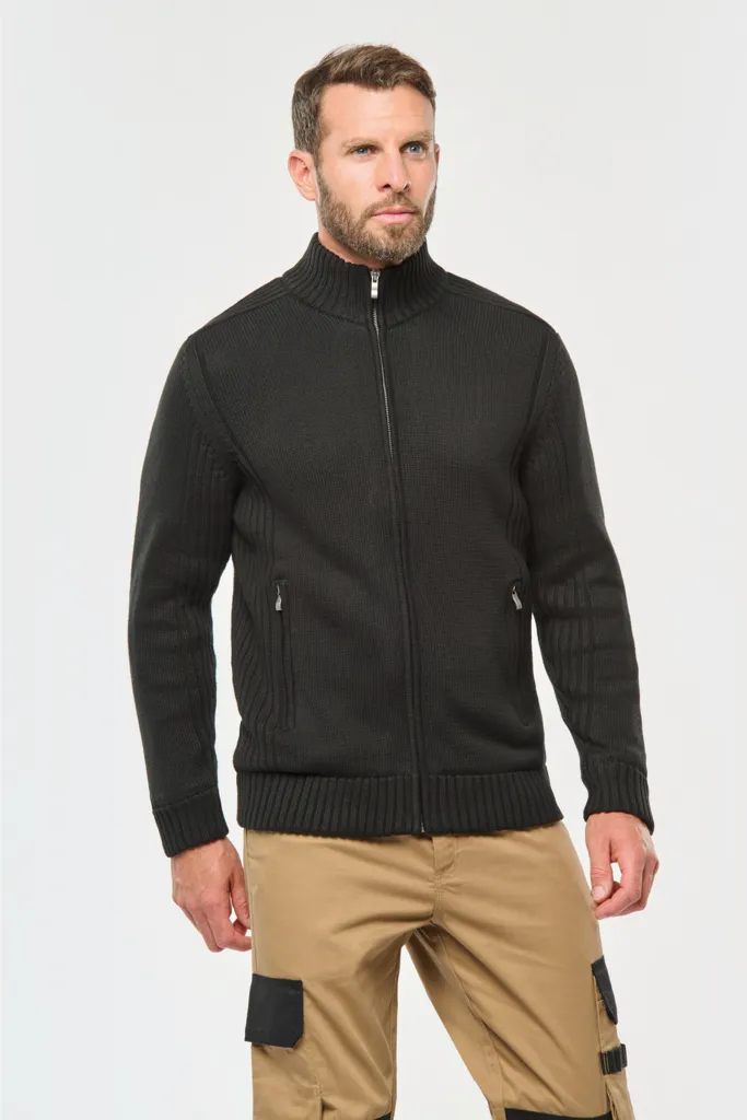 Fleece lined cardigan-WK. Designed To Work