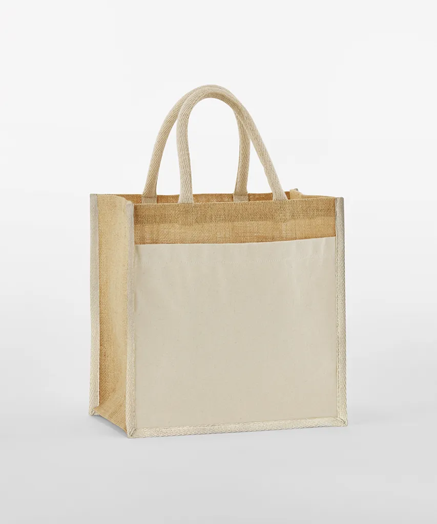 Cotton Pocket Natural Starched Jute Midi Bag-Westford Mill