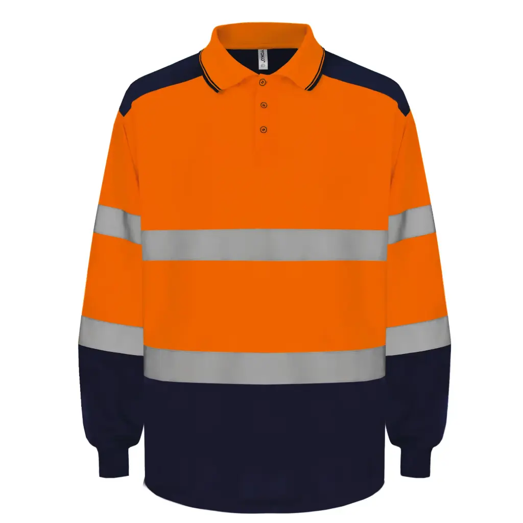 Polo bicolore manches longues haute visibilité YOKO